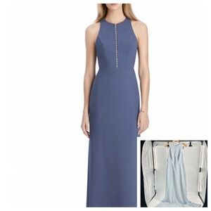 Lela Rose LR246 Maxi Light Blue Bridesmaid Formal Gown Mist Pearl Detail 10